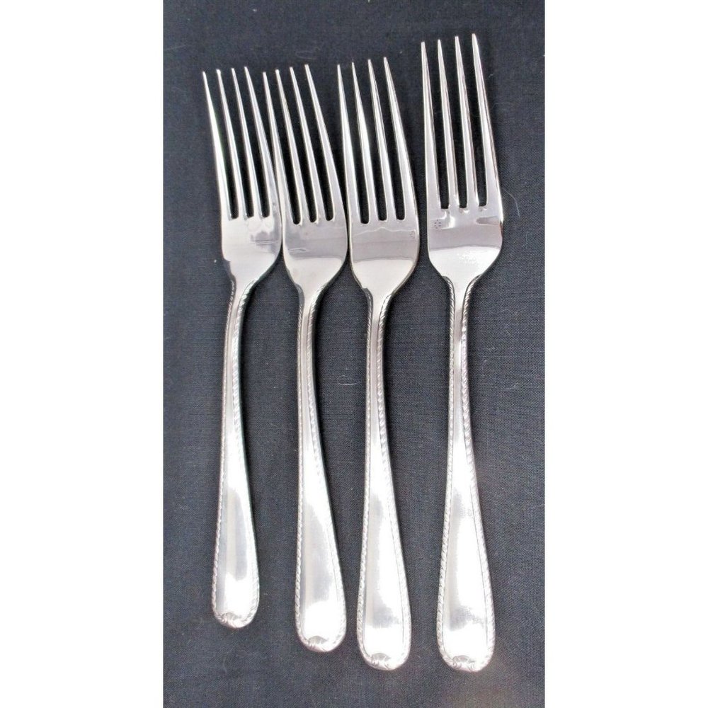 4 Gorham RIBBON EDGE SATIN Stainless 18/10 Dinner Forks 8" Japan